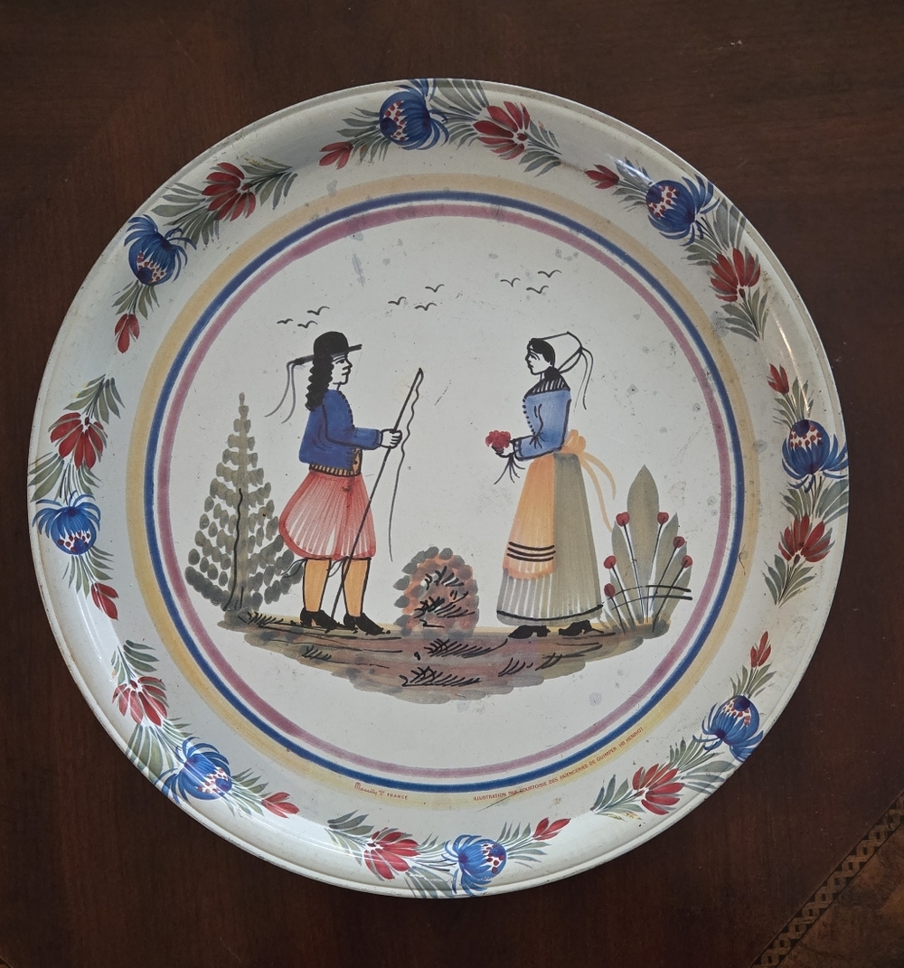 Vintage Henriot Quimper Tin Serving Tray